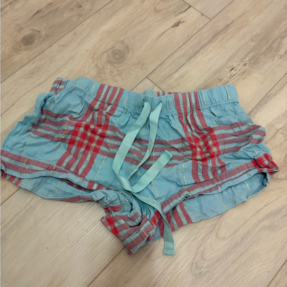 Victoria's Secret Blue and Red Plaid Sleep Shorts